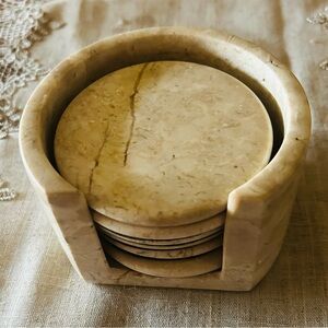 Elegant Solid Marble Stone Coaster Set